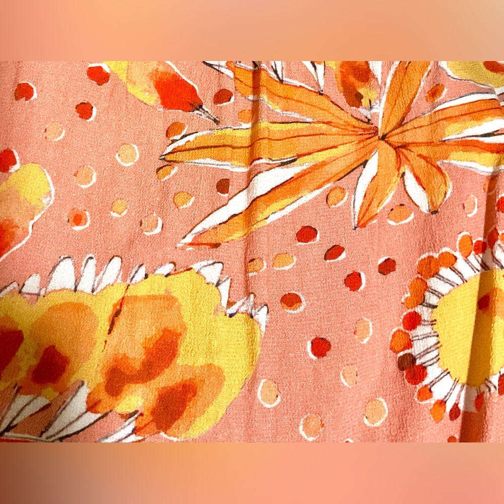 Anthropologie Artistic floral print Pink and Orange Blouse - Picture 4 of 6